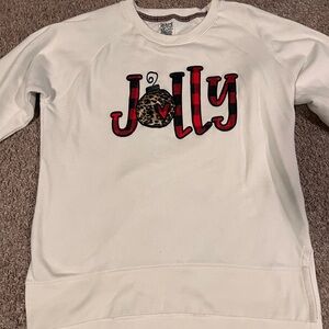 White Christmas Sweatshirt with 'Jolly' Design